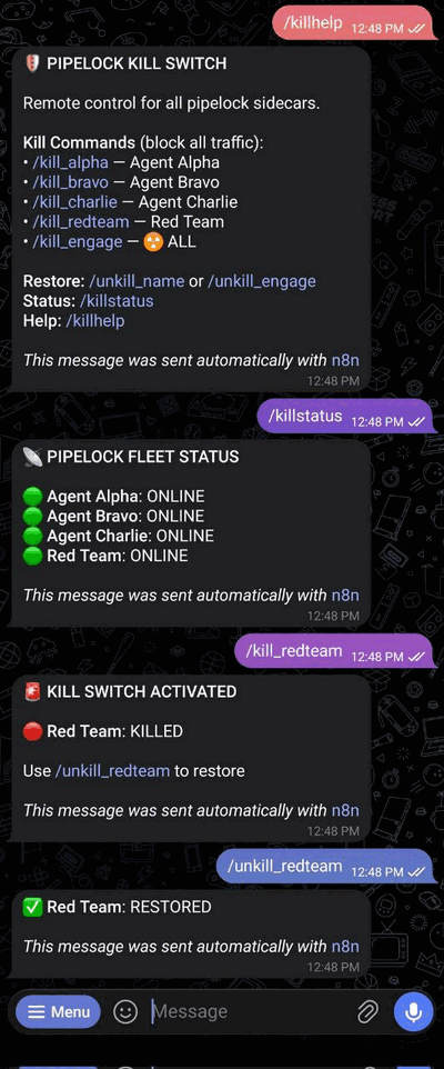 Kill switch activated via Telegram